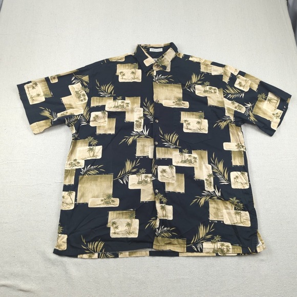 Bamboo Cay Other - Bamboo Cay Shirt Mens Extra Large Black Floral Hawiian Palm Beachy Casual‎